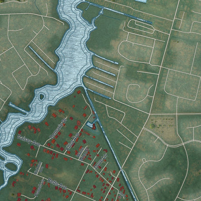 Close-up of the map of Ocean View, Delaware print showing street and building detail