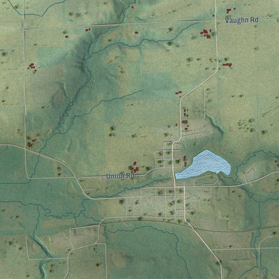 Close-up of the map of Randolph, Columbia County, Wisconsin print showing street and building detail