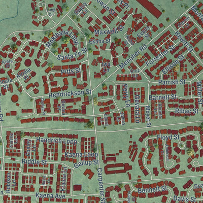 Close-up of the map of Schofield Barracks, Hawaii print showing street and building detail