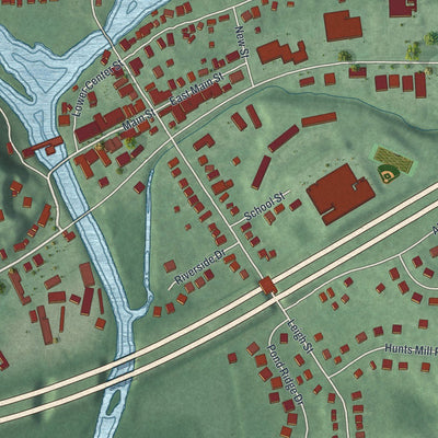 Close-up of the map of the Town of Clinton, Hunterdon County, New Jersey print showing street and building detail