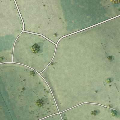Close-up of the map of Oakhaven, Arkansas print showing street and building detail