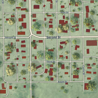 Close-up of the map of Edison, Nebraska print showing street and building detail