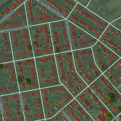 Close-up of the map of Roselle Park, New Jersey print showing street and building detail