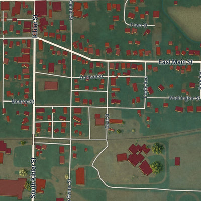 Close-up of the map of New Washington, Ohio print showing street and building detail