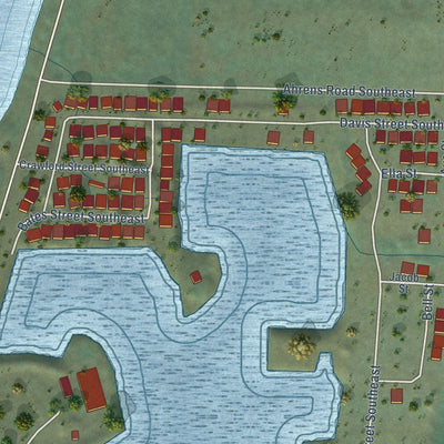 Close-up of the map of Turner, Oregon print showing street and building detail