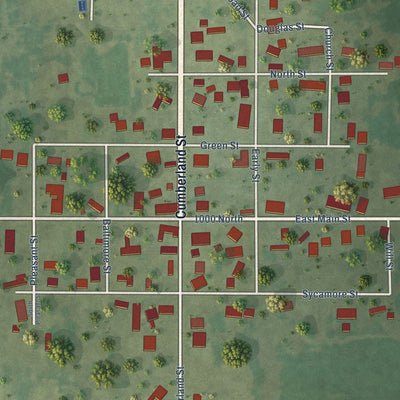 Close-up of the map of Willow Hill, Illinois print showing street and building detail