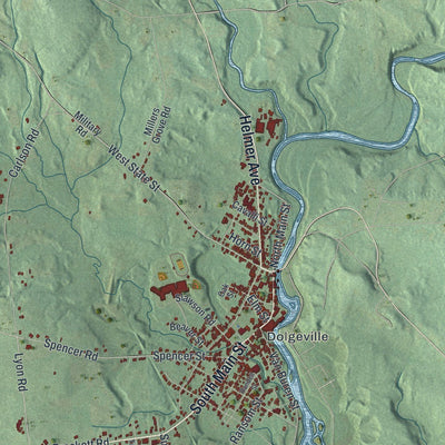 Close-up of the map of Manheim, New York print showing street and building detail