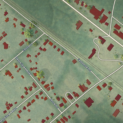 Close-up of the map of Ivor, Virginia print showing street and building detail