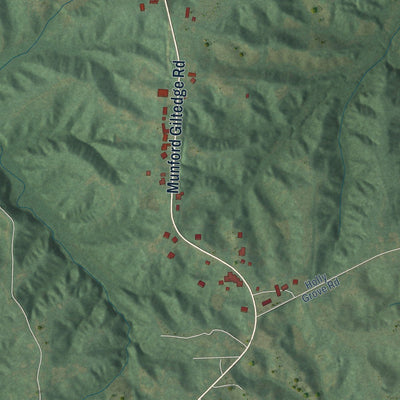 Close-up of the map of Gilt Edge, Tennessee print showing street and building detail