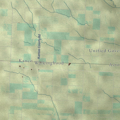 Close-up of the map of Greeley County, Kansas print showing street and building detail