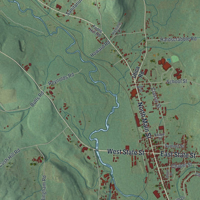Close-up of the map of Sherburne, New York print showing street and building detail