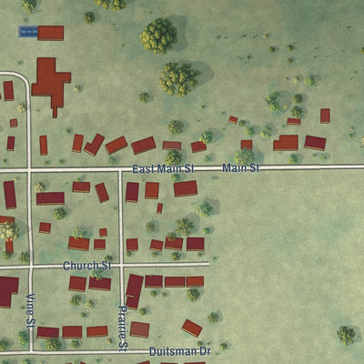 Close-up of the map of Royal, Illinois print showing street and building detail