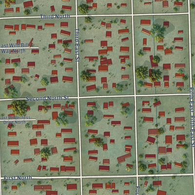 Close-up of the map of Manila, Utah print showing street and building detail