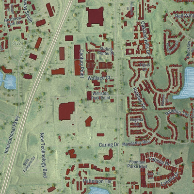 Close-up of the map of Lake Mary, Florida print showing street and building detail