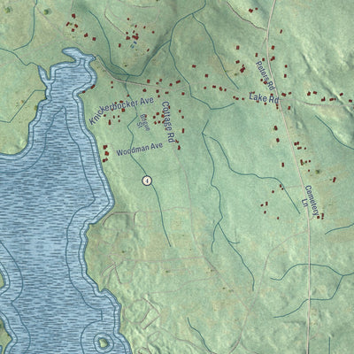 Close-up of the map of Bozrah, Connecticut print showing street and building detail
