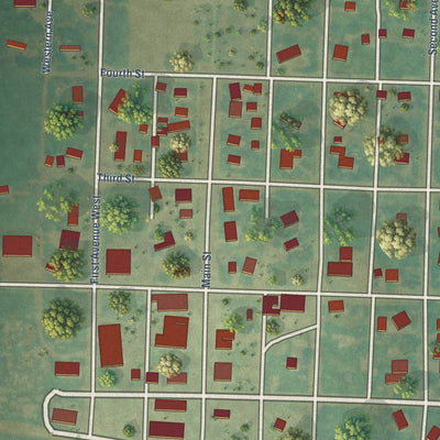 Close-up of the map of Reeder, North Dakota print showing street and building detail