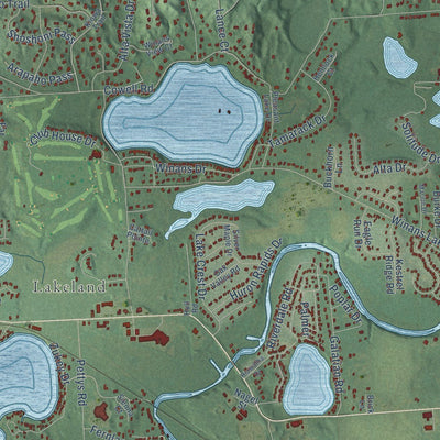 Close-up of the map of Hamburg, Michigan print showing street and building detail