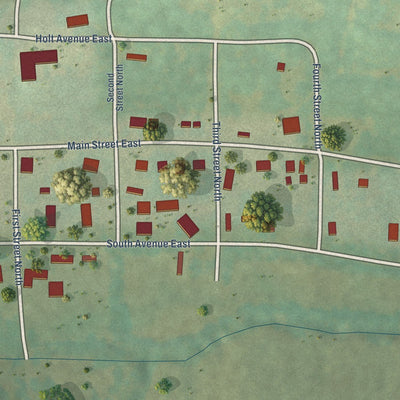 Close-up of the map of South Lead Hill, Arkansas print showing street and building detail
