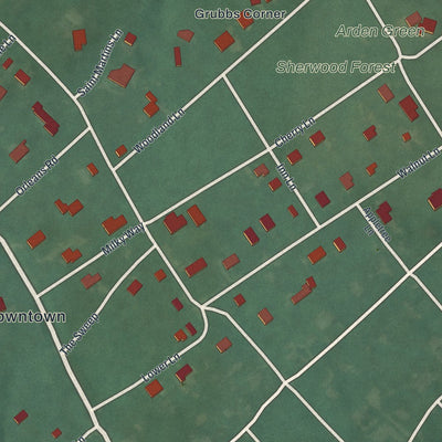 Close-up of the map of Arden, Delaware print showing street and building detail