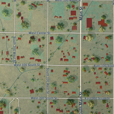 Close-up of the map of Koosharem, Utah print showing street and building detail