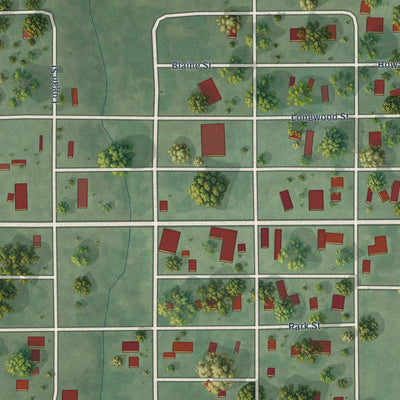Close-up of the map of Comstock, Nebraska print showing street and building detail