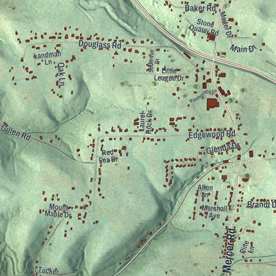 Close-up of the map of North Sewickley, Pennsylvania print showing street and building detail