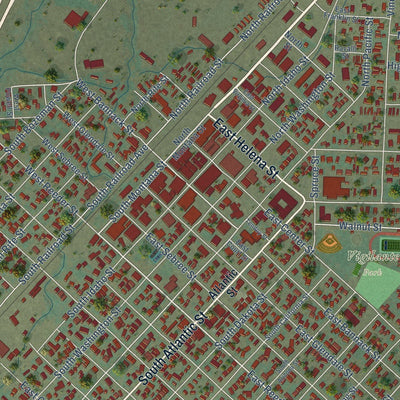 Close-up of the map of Dillon, Montana print showing street and building detail