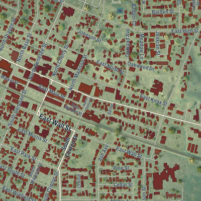 Close-up of the map of Morrison, Illinois print showing street and building detail