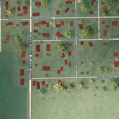 Close-up of the map of New Minden, Illinois print showing street and building detail