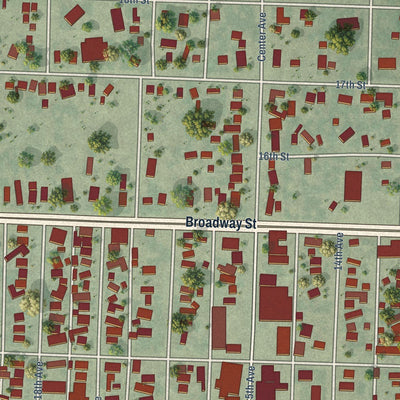 Close-up of the map of Mitchell, Nebraska print showing street and building detail