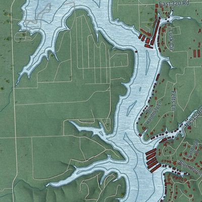 Close-up of the map of Cleora, Oklahoma print showing street and building detail