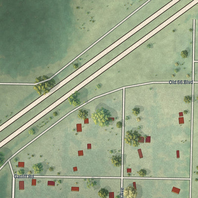 Close-up of the map of Brooklyn Heights, Missouri print showing street and building detail
