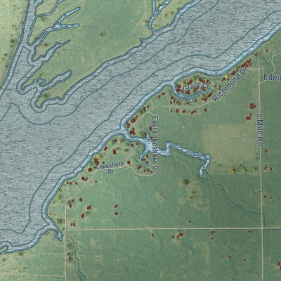 Close-up of the map of Hope, Midland County, Michigan print showing street and building detail