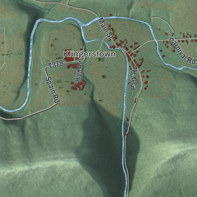 Close-up of the map of Upper Mahantongo, Pennsylvania print showing street and building detail