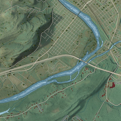 Close-up of the map of Montague, New Jersey print showing street and building detail