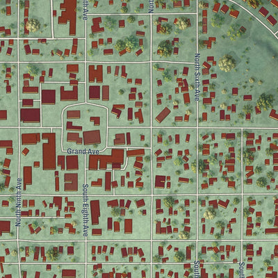 Close-up of the map of Burwell, Nebraska print showing street and building detail