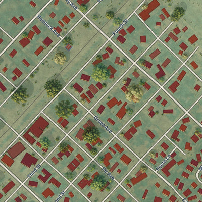 Close-up of the map of Gervais, Oregon print showing street and building detail