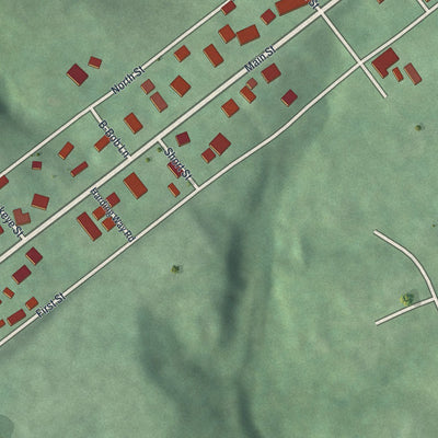 Close-up of the map of Norwich, Ohio print showing street and building detail