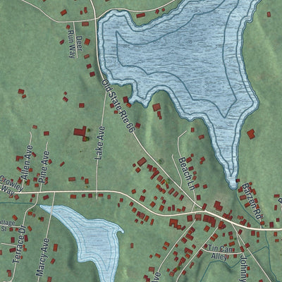 Close-up of the map of Averill Park, New York print showing street and building detail