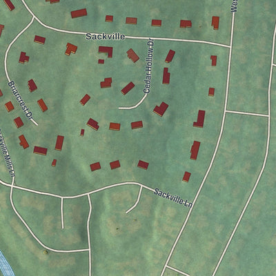 Close-up of the map of Rose Valley, Pennsylvania print showing street and building detail
