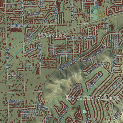 Close-up of the map of Jurupa Valley, California print showing street and building detail
