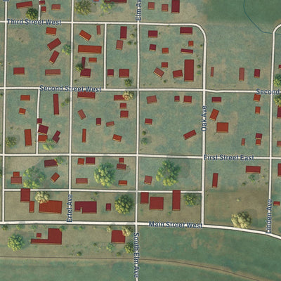 Close-up of the map of Taylor, North Dakota print showing street and building detail