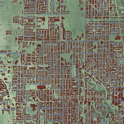 Close-up of the map of Waukegan, Illinois print showing street and building detail
