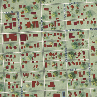 Close-up of the map of Lyons, Nebraska print showing street and building detail