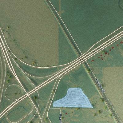 Close-up of the map of Turrell, Arkansas print showing street and building detail