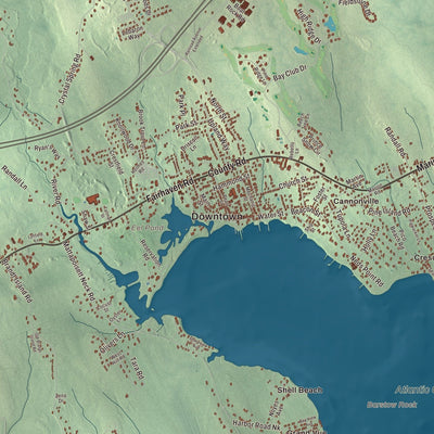 Close-up of the map of Mattapoisett, Massachusetts print showing streets and neighborhoods