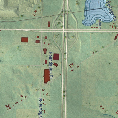 Close-up of the map of Bertrand, Michigan print showing street and building detail