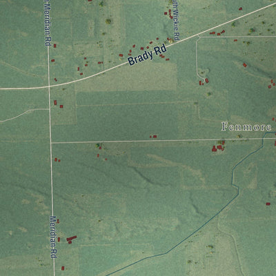 Close-up of the map of Chapin, Michigan print showing street and building detail