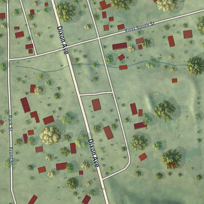 Close-up of the map of Kappa, Illinois print showing street and building detail