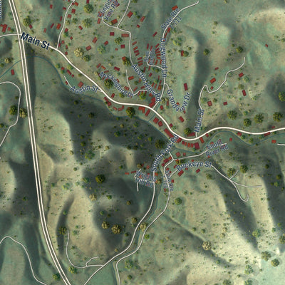 Close-up of the map of Pound, Virginia print showing street and building detail